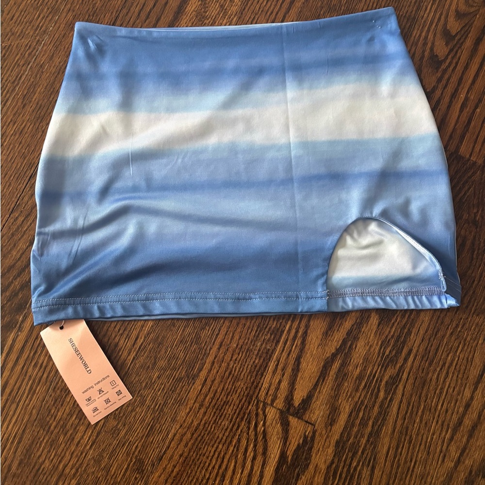 Blue and White Mini Skirt
